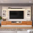 Estante Home Noble Para TV Até 75 Polegadas 270cm Com 2 Torres Nichos e LED