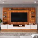 Estante Home Noble Para TV Até 75 Polegadas 270cm Com 2 Torres Nichos e LED