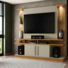 Estante Home para TV até 60 Polegadas 183cmx180cm com Led e Prateleiras de Vidro York