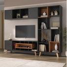 Estante Home para TV até 65 Polegadas com 3 Portas Vision Yescasa Cinza Grafite