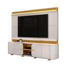 Estante Home Para Tv Até 75 Polegadas 2,40m Led 4 Portas Londres Off White / Madeirado