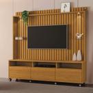 Estante Home Ripado Absoluto Para Tv Até 65 Polegadas -2 Portas e Nicho com Leds -Rodizio -Carmolar cor:NATURALE