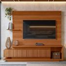 Estante Home Sala 210cm Para TV 65 Istambul Lukaliam Jequitiba Ripado 3D