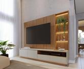 Estante Home Theater Ambiente Cancún Freijó Off White Matte - Colibri