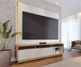 Estante Home Theater Ambiente Jordão Com Pés Off White Freijó - Colibri