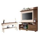 Estante Home Theater Artheo Castanho Off White com Aparador Vivant Off White Castanho - HB Móveis