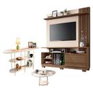 Estante Home Theater Artheo com Mesa de Centro Sky com tampo de vidro e Aparador Infinity Castanho Off White - Hb Móveis Estante Home Theater Artheo com Mesa de Centro Sky com tampo de vidro e Aparador Infinity Castanho Off White - Hb Móveis