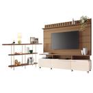 Estante Home Theater Artís Off White Castanho E Aparador Infinity Castanho Hb Móveis