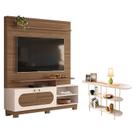 Estante Home Theater Axis Castanho Off White com Aparador Infinity Off White - HB Móveis