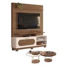 Estante Home Theater Axis Castanho Off White Com Kit Mesa De Centro Sky Castanho - Hb Móveis Estante Home Theater Axis Castanho Off White Com Kit Mesa De Centro Sky Castanho - Hb Móveis