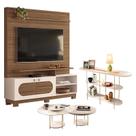 Estante Home Theater Axis Castanho Off White com Kit Mesa de Centro Sky e Aparador Infinity Off White - Hb Móveis Estante Home Theater Axis Castanho Off White com Kit Mesa de Centro Sky e Aparador Infinity Off White - Hb Móveis