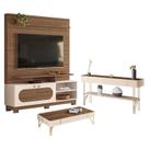 Estante Home Theater Axis Castanho Off White com Mesa de Centro Cadenza e Aparador Vivant Off White Castanho - HB Móveis Estante Home Theater Axis Castanho Off White com Mesa de Centro Cadenza e Aparador Vivant Off White Castanho - HB Móveis