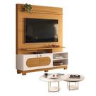 Estante Home Theater Axis Cinamomo Off White com Kit Mesa de Centro Sky Off White - HB Móveis