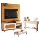 Estante Home Theater Axis Cinamomo Off White com Mesa de Centro Liz e Aparador Fiero Off White - HB Móveis
