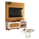 Estante Home Theater Axis Cinamomo Off White com Mesa de Centro Sky com tampo de vidro Off White - HB Móveis