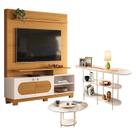 Estante Home Theater Axis com Mesa de Centro Sky com tampo de vidro e Aparador Infinity Cinamomo Off White - HB Móveis