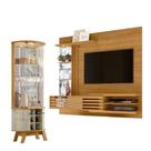 Estante Home Theater Bancada Suspensa Frizz Supreme Cumaru Com Cristaleira Marina Cumaru Opala - Madetec