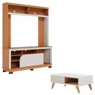 Estante Home Theater Belaya Freijó Off White Matte e Mesa de Centro Jeri Off White Freijó - Colibri