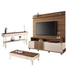 Estante Home Theater Bold e Aparador Vivant e Mesa de Centro Cadenza Castanho Off White HB Móveis