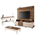 Estante Home Theater Bold E Aparador Vivant E Mesa De Centro Cadenza Castanho Off White - Hb Móveis