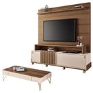 Estante Home Theater Bold e Mesa de Centro Cadenza Castanho Off White HB Móveis
