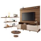 Estante Home Theater Bold Off White Castanho e Aparador Infinity e Mesa de Centro sky Castanho HB Móveis Estante Home Theater Bold Off White Castanho e Aparador Infinity e Mesa de Centro sky Castanho HB Móveis