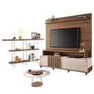 Estante Home Theater Bold Off White Castanho e Aparador Infinity e Mesa de Centro sky com Tampo de Vidro Castanho HB Móveis