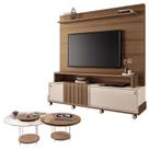 Estante Home Theater Bold Off White Castanho e Kit Mesa de Centro sky Castanho HB Móveis