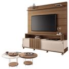 Estante Home Theater Bold Off White Castanho E Kit Mesa De Centro Sky Castanho - Hb Móveis