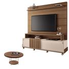 Estante Home Theater Bold Off White Castanho E Mesa De Centro Sky Castanho - Hb Móveis