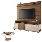 Estante Home Theater Bold Off White Castanho e Mesa de Centro sky com Tampo de Vidro Castanho HB Móveis