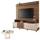 Estante Home Theater Bold Off White Castanho e Mesa de Centro sky com Tampo de Vidro Off White HB Móveis