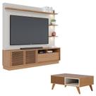 Estante Home Theater Campeche Freijó Off White Matte com Mesa de Centro Jeri Freijó Off White- Colibri Estante Home Theater Campeche Freijó Off White Matte com Mesa de Centro Jeri Freijó Off White- Colibri
