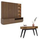 Estante Home Theater Cancún Amêndoa com Aparador para Sala Riviera Noce Milano Colibri