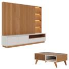 Estante Home Theater Cancún Freijó Off White Matte com Mesa de Centro Jeri Freijó Off White - Colibri