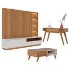 Estante Home Theater Cancún Freijó Off White Matte com Mesa de Centro Jeri Freijó Off White e Aparador Riviera Freijó - Colibri Estante Home Theater Cancún Freijó Off White Matte com Mesa de Centro Jeri Freijó Off White e Aparador Riviera Freijó - Colibri