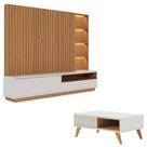 Estante Home Theater Cancún Freijó Off White Matte Com Mesa De Centro Jeri Off White Freijó - Colibri