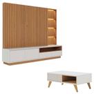 Estante Home Theater Cancún Freijó Off White Matte com Mesa de Centro Jeri Off White Freijó - Colibri