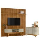 Estante Home Theater Com Bancada Suspensa New Laguna com Aparador para Sala Buffet Monza Cumaru Opala - Madetec