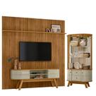Estante Home Theater Com Bancada Suspensa New Laguna com Cristaleira Moss Cumaru Opala - Madetec Estante Home Theater Com Bancada Suspensa New Laguna com Cristaleira Moss Cumaru Opala - Madetec