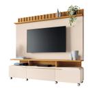 Estante Home Theater Detalhe Ripado Sala Estar TV Até 70 Polegadas 2 Portas 1 Prateleira 1 Gaveta Rodízios Cromados Artís