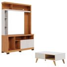 Estante Home Theater Elba Freijó Off White Matte e Mesa de Centro Jeri Off White Freijó - Colibri