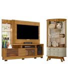 Estante Home Theater Frizz Plus Cumaru com Pés com Cristaleira Moss Cumaru Opala- Madetec