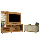 Estante Home Theater Frizz Plus Cumaru com Rodízios com Aparador para Sala Buffet Mônaco Cumaru Opala - Madetec