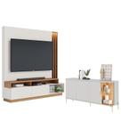 Estante Home Theater Humaita com Aparador Buffet Sena com Led Off White Matte Freijó - Colibri