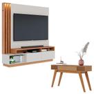 Estante Home Theater Humaitá Off White Matte Freijó com Aparador Riviera Freijó Colibri
