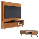 Estante Home Theater Jordão Com Pés Freijó e Mesa de Centro Jeri Freijó Off White - Colibri