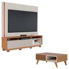 Estante Home Theater Jordão Com Pés Off White Freijó E Mesa De Centro Jeri Freijó Off White - Colibri