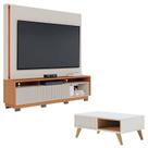 Estante Home Theater Jordão Com Pés Off White Freijó e Mesa de Centro Jeri Off White Freijó - Colibri