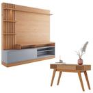 Estante Home Theater Maceió Freijó Cinza Acetinado Com Aparador Riviera Freijó Colibri